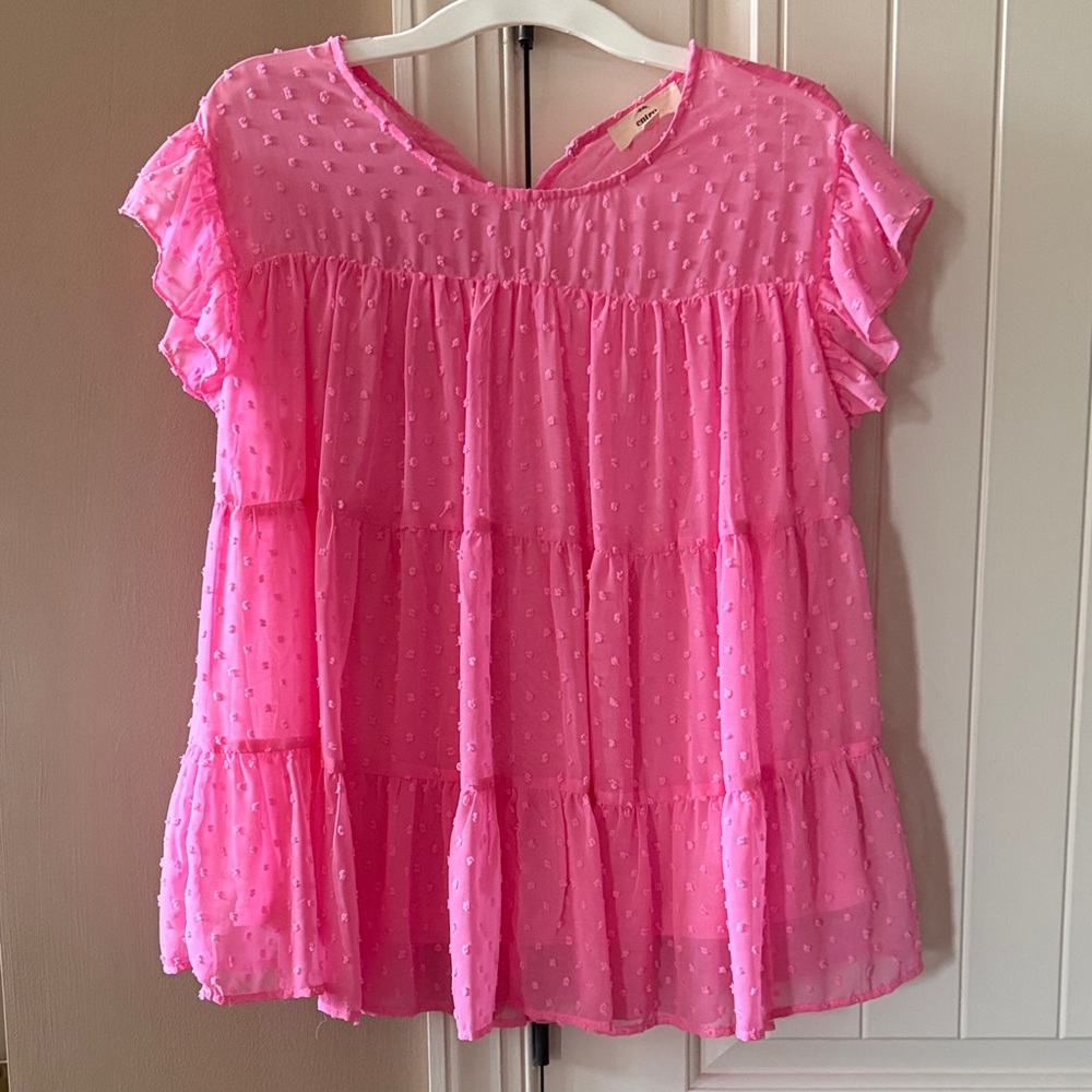 Entro Pink Ruffled Blouse